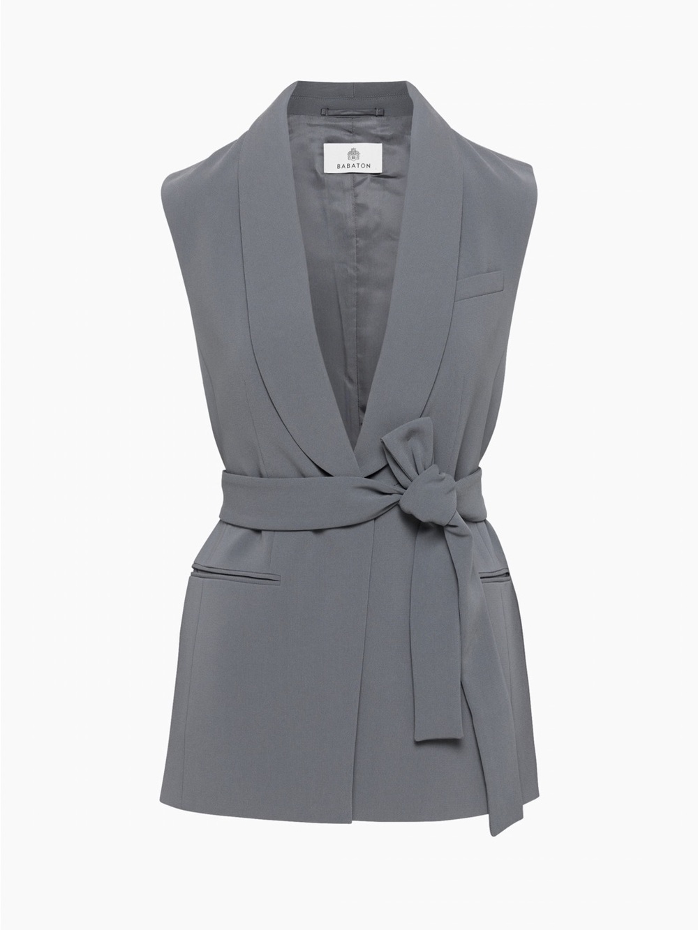 RARE Aritzia Babaton Powerhouse Sleeveless Tie-Waist Vest in Vintage Navy